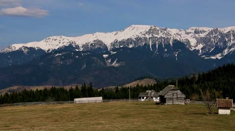 Spring mountain view with some snow Stock Footage 49510985