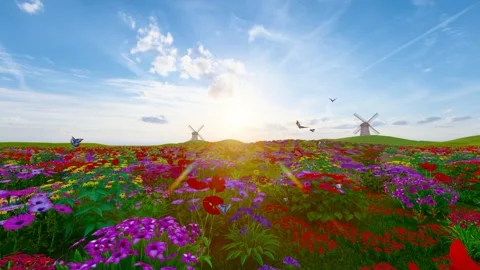 In spring, the mountains are full of flowers Stock Footage 305016571