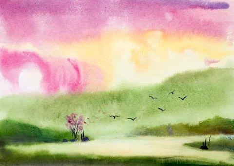 Spring in the mountains Stock Illustration