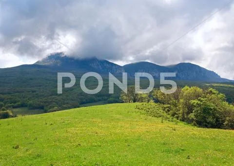 Spring mountains landscape (crimea, ukraine) Stock Photos