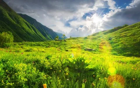 Spring mountains landscape Stock Photos