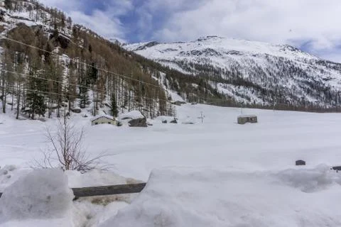 Spring in the mountains with lots of snow Stock Photos
