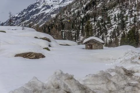 Spring in the mountains with lots of snow Stock Photos