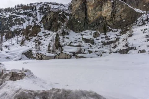 Spring in the mountains with lots of snow Stock Photos
