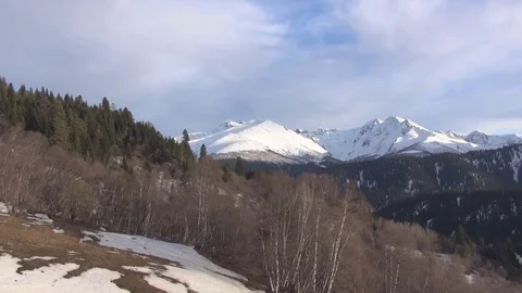 Spring in the mountains, the snow melts Stock-Footage 69740410