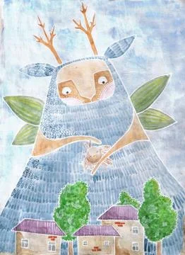 Spring, mystical animal Stock Illustration