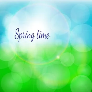 Spring natural background with bokeh and reflections effects. Stock Illustration