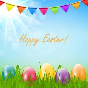 Spring Natural Happy Easter Background Vector Illustration Illustrazione stock
