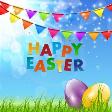 Spring Natural Happy Easter Background Vector Illustration 스톡 일러스트