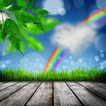 Spring nature background with grass Illustrazione stock