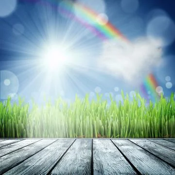 Spring nature background with grass Stock Illustration