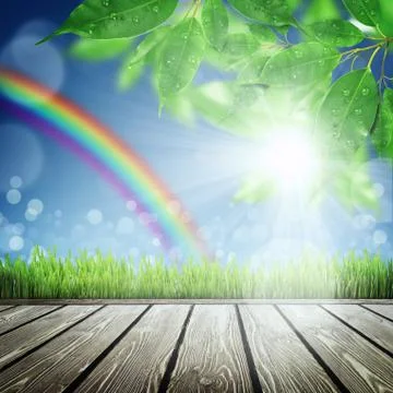 Spring nature background with grass Stock Illustration