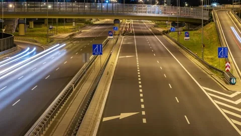 Spring Nightfall Accelerated Footage: Mokotow's Bustling Streets Stock Footage 279142633