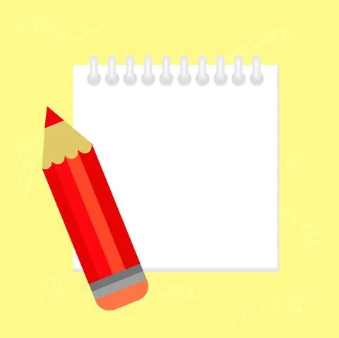 Spring notebook, pencil on textured yellow back Stock Illustration