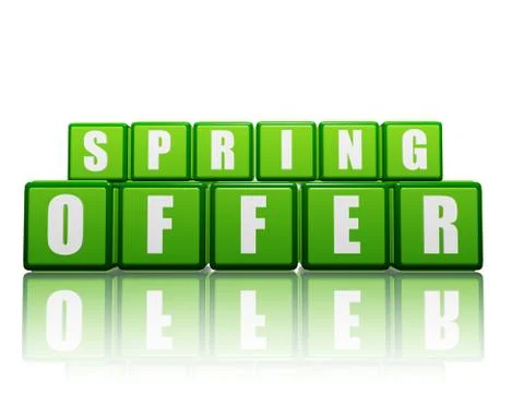Spring offer - text in green boxes Stock Illustration