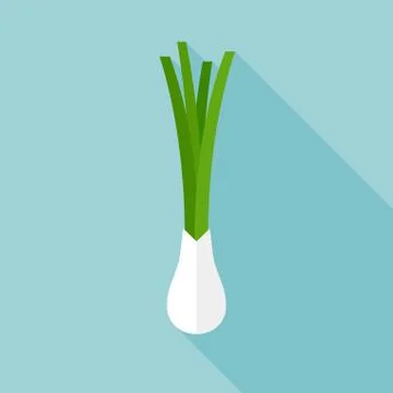 Spring onion icon with long shadow Stock Illustration