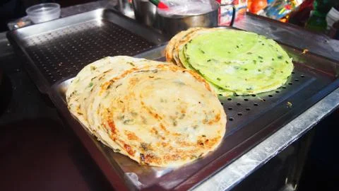 Spring onion pancake Foto stock