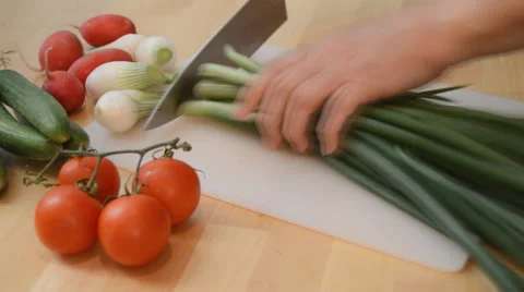 Spring Onion Sliced Into Bits Stock Footage 53105339