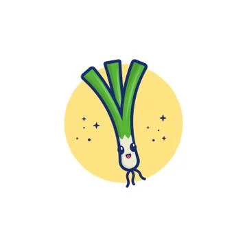 Spring Onion Vector Icon Illustration. Cute Vegetable. Flat Cartoon Style Sui Stock Illustration