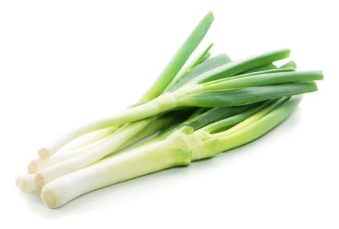 Spring onions on white background Stock Photos