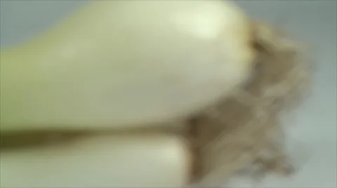 Spring Onions On A White Surface, Isolated, Bio, Organic, Cuisine, Zoom Out Stock Footage 40617087