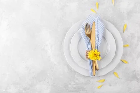Spring or Easter table setting Foto stock