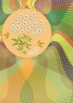 Spring or summer background with abstract pattern and bouquet. For use on gre Stock Illustration