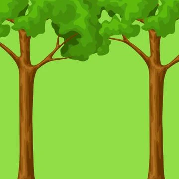 Spring or summer background with stylized trees. Stock Illustration