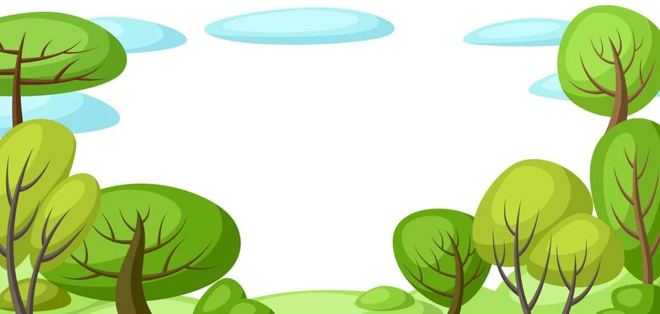 Spring or summer background with stylized trees. Stock Illustration