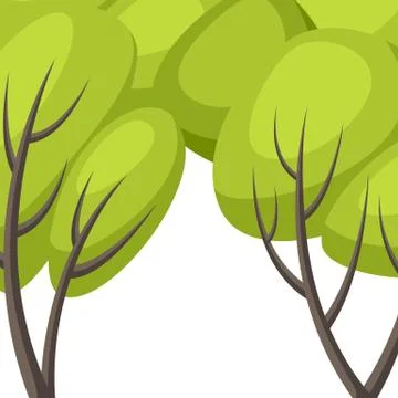 Spring or summer background with stylized trees. Stock Illustration