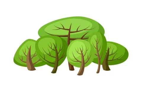 Spring or summer background with stylized trees. Stock Illustration