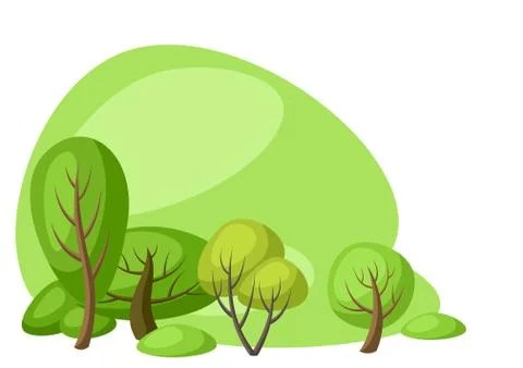 Spring or summer background with stylized trees. Stock Illustration