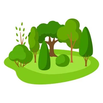 Spring or summer background with stylized trees. Stock Illustration