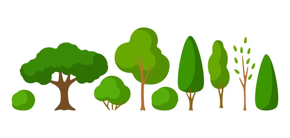 Spring or summer background with stylized trees. Stock Illustration