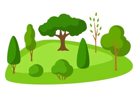 Spring or summer background with stylized trees. Stock Illustration