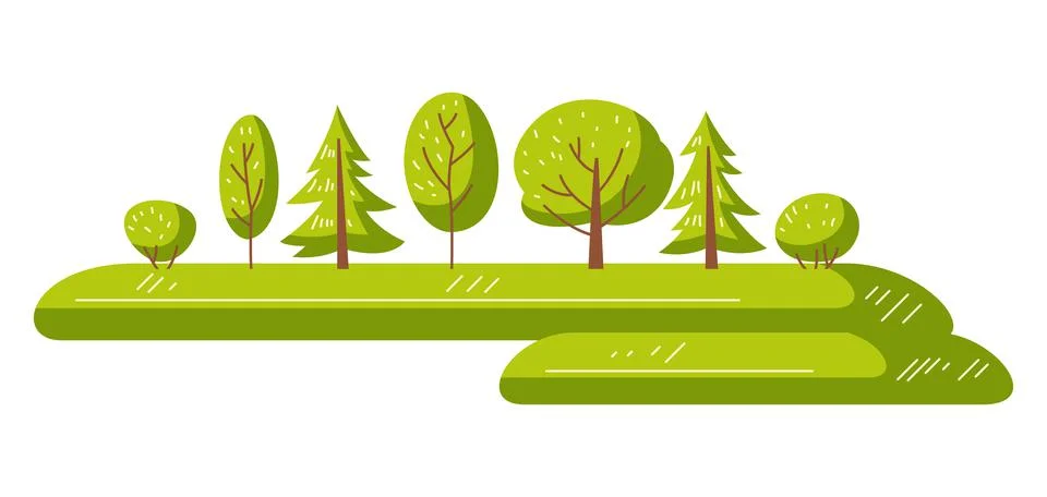 Spring or summer background with stylized trees. Stock Illustration