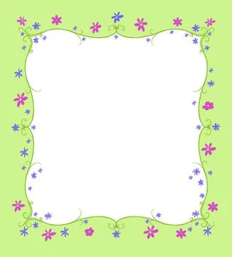Spring or summer frame of flowers Stock Illustration
