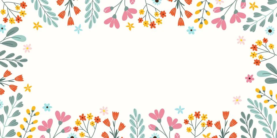 Spring or summer horizontal botanical frame with empty place Stock Illustration