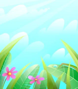 Spring or Summer Nature Grass Leaves Background Stock Illustration