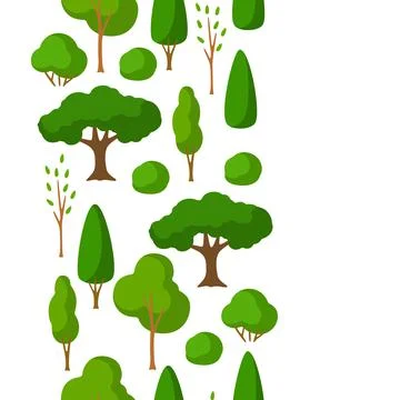 Spring or summer seamless pattern with stylized trees. Stock Illustration