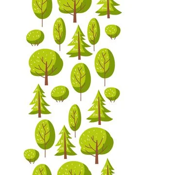 Spring or summer seamless pattern with stylized trees. Illustrazione stock