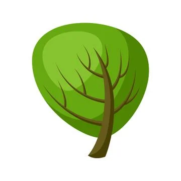Spring or summer stylized tree with green leaves. Stock Illustration
