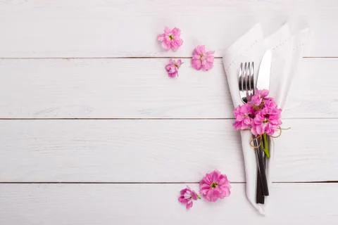 Spring or summer table setting Stock Photos
