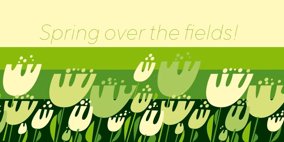 Spring over the fields lettering vector template Illustrazione stock