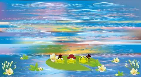 Spring over the pond Stock Illustration