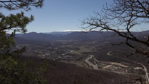 Spring panorama of the mountainous area from the site on the edge Stock Footage 271115519