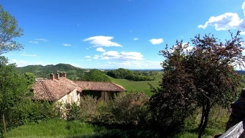 Spring panoramic view from high.Abandoned building.Time lapse 4K. Stock Footage 107219714