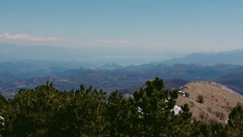 Spring Panoramic View of Skadar Lake from Lovcen Mountain Stock Footage 332616100