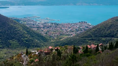 Spring Panoramic View of Tivat Porto Montenegro Vídeos de archivo 332617420