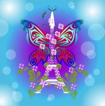 Spring in Paris Stock Illustration